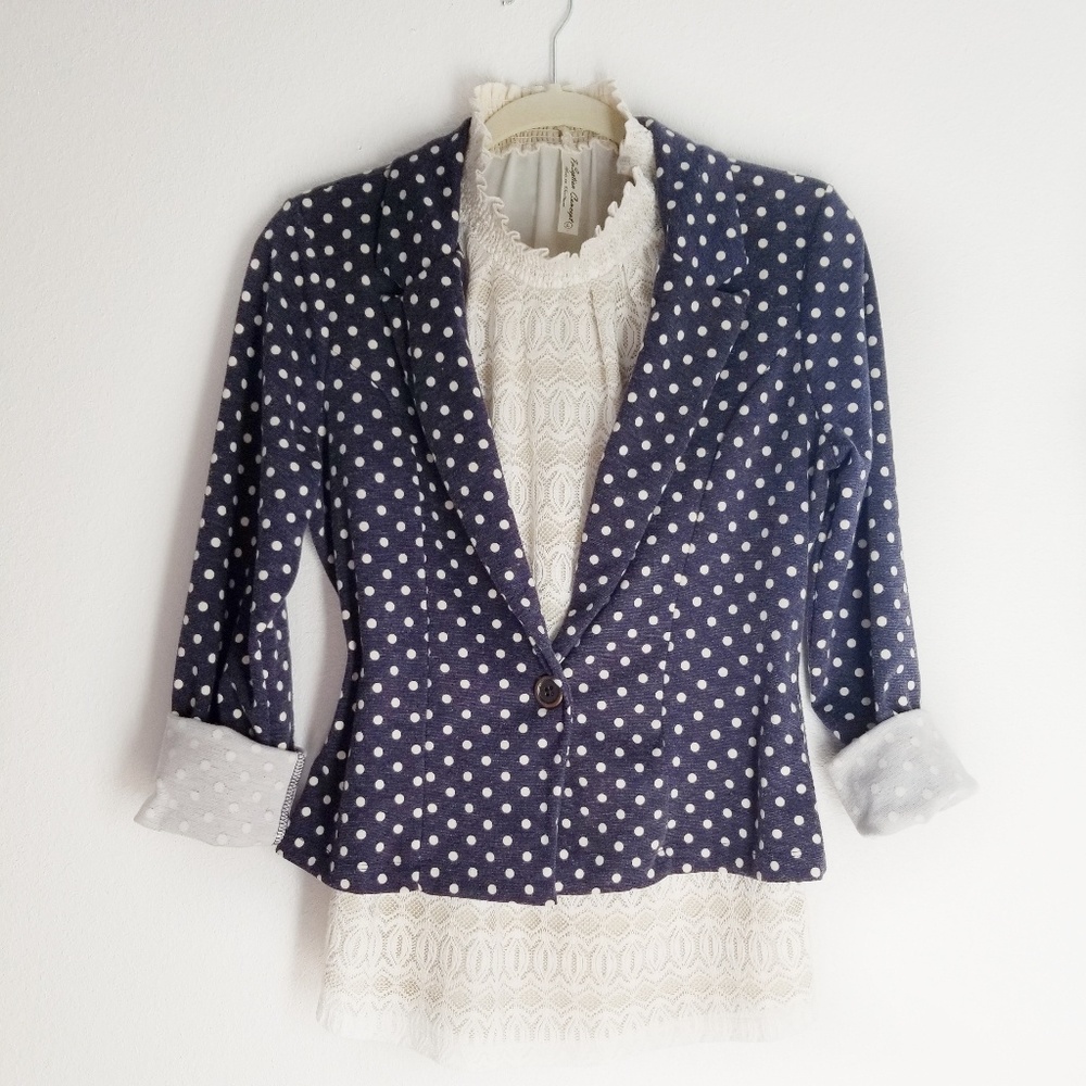 Exhilaration Navy polka dot Blazer/Jacket
